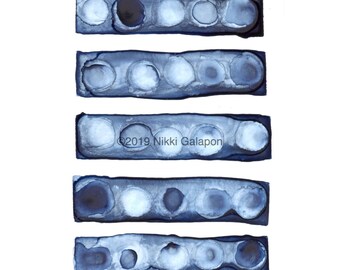 Indigo Trail 02: Archival Art PRINT van blauwe aquarel abstracte moderne muurkunst