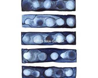Indigo Trail 01: Archival Art PRINT van blauwe aquarel abstracte moderne muurkunst