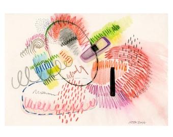Inspirerad av Nicole: Original abstrakt expressionistisk blandteknikmålning färgglad modern konst