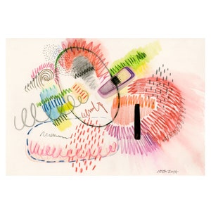 Inspired by Nicole: Original abstract expressionist mixed media painting colorful modern art