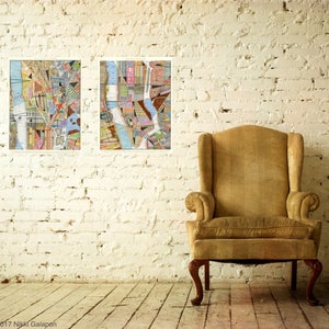 Obere und untere Manhattan Drucke: zwei 17 "x 22" Archiv Kunstdrucke Reproduktion