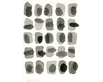 Grey Slate 02: Original ACEO watercolor painting monotone shades of grey pattern abstract minimalist modern art contemporary wall decor