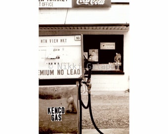 Gas Pump 1989 black and white Photography fine art print vintage rural gas station
