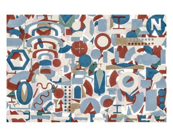 Template One: print of original gouache painting abstract modern art wall print geometric shapes