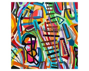 210826 オリジナル抽象表現主義モダンアート 16”x16” 正方形 アクリル