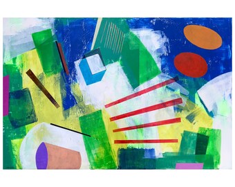 Abstract Modern Art: Acrylic & Ink Painting on Canvas (24"x36")