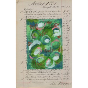 Pagina 41: originale astratto espressionista pittura arte vintage libro pagina grigio verde bianco bianco rosa rosa