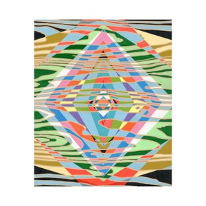 Original Geometric Abstract Modern Art painting on wood panel 20"x24" multicolor