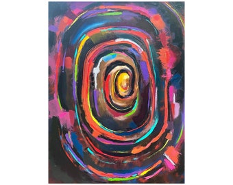 Spiraling: original abstract expressionist oil painting on stretched linen 30"x40"