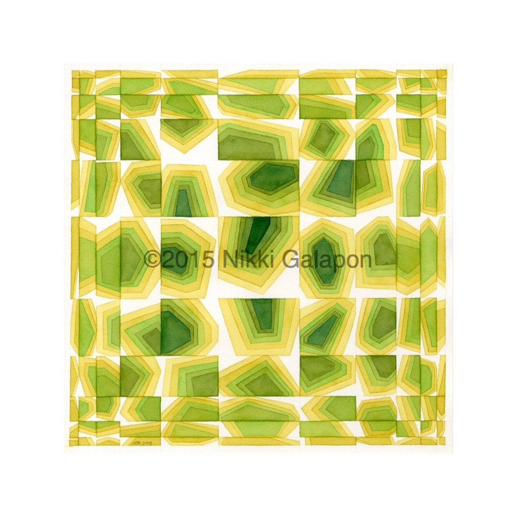 Shades of Green Original Geometric Shapes Abstract Modern Art ...