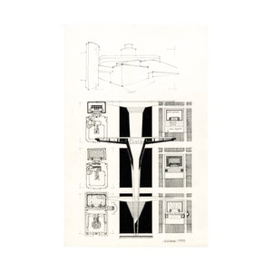Frank Lloyd Wright&#39;s Johnson Wax Headquarters Study: Archival print of original architectural pen drawing 13&quot;x19&quot;