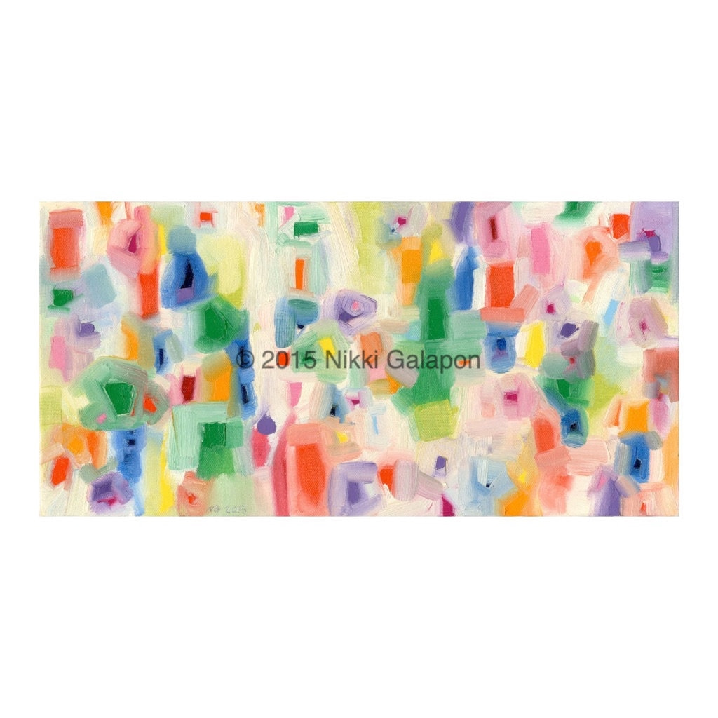 カラフルな抽象表現主義の油絵、キャンバスパネル、8