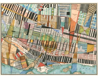 Montreal Print: archival giclee reproduction of original city map art multi-color modern art geometric shapes 8.5&quot;x11&quot;, 13&quot;x19&quot; or 17&quot;x22&quot;