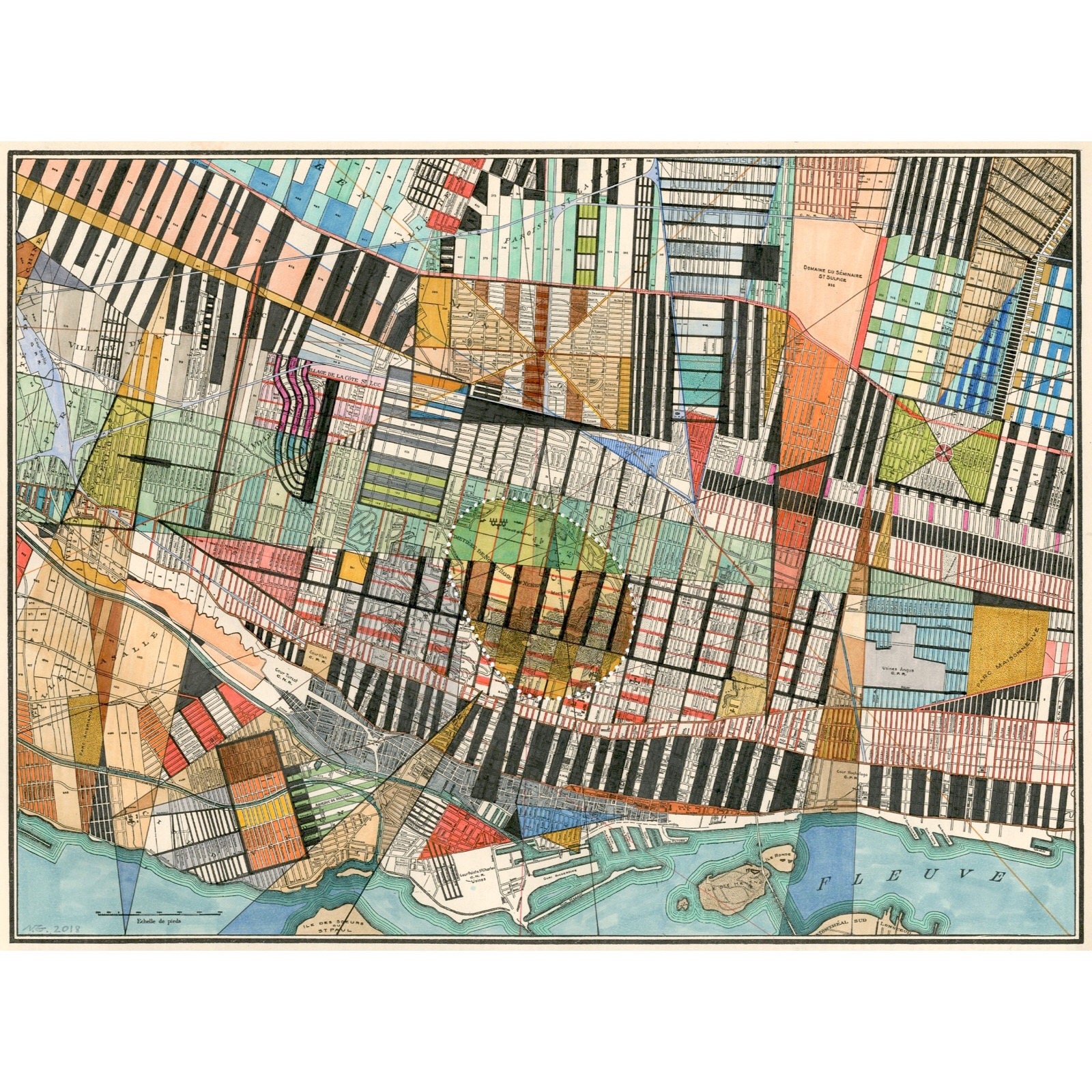 Montreal Print Archival Giclee Reproduction of Original City Map Art