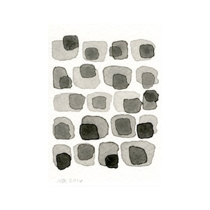 Pizarra gris 03: Original ACEO acuarela pintura monotono tonos de patrón gris abstracto minimalista arte contemporáneo decoración de pared contemporánea