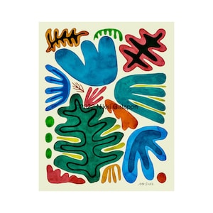 Graphic Getaway: archival print of original abstract expressionist watercolor painting modern art wall decor