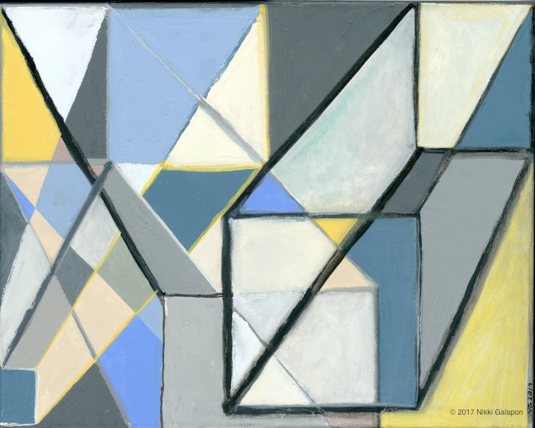 Original Geometric Abstract Painting 16"x20" Contemporary Modern Art 3D ...