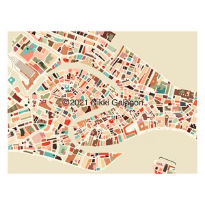 Venetië Italië Print: archival giclee reproductie van originele stadskaart kunst multi-color moderne kunst geometrische vormen 8,5 "x11", 13 "x19", 17 "x22"