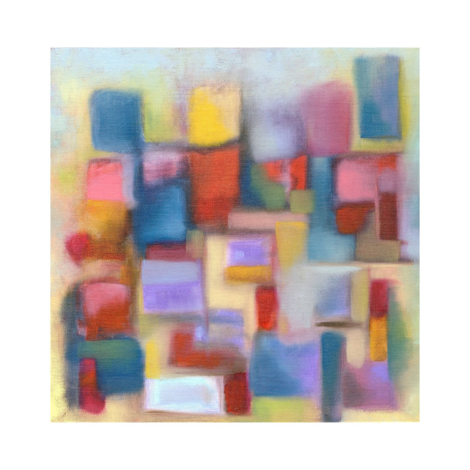 Original Oil Painting on Canvas Board, 12x12, Colorful Abstract