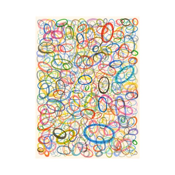 Oval Palette Original Watercolor Abstract Painting Modern Art Etsy