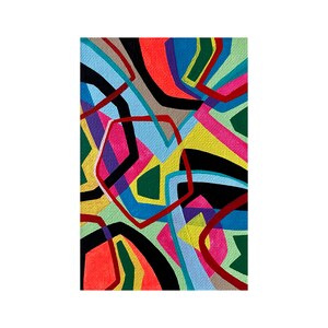 210903 Original small acrylic painting on canvas panel 4&quot;x6&quot; bold bright colorful abstract modern art