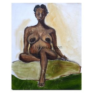 Zwangere vrouw, 8 &quot;x10&quot; of 16 &quot;x20&quot; PRINT van originele olieverfschilderij, Afro-Amerikaanse moeder figuur studie