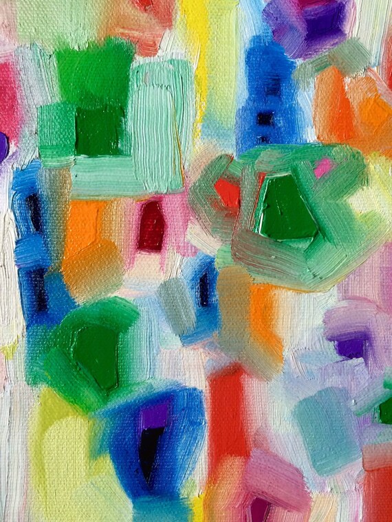 カラフルな抽象表現主義の油絵、キャンバスパネル、8