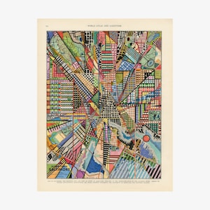 Baltimore Print: archief giclee reproductie van originele stadsplattegrond kunst meerkleurige moderne kunst geometrische vormen 8,5"x11", 13"x19" of 17"x22"