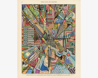 Baltimore Print : reproduction giclée d’archives de l’art original de la carte de la ville, formes géométriques d’art moderne multicolores 8,5"x11", 13"x19" ou 17"x22"