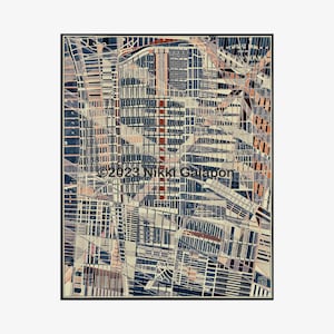 SANTA MONICA 08 Carte Art: giclée d’archives IMPRESSION d’œuvres d’art mixtes originales motifs géométriques art moderne gris indigo rose ocre neutres