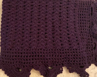 Handmade Crochet Mothers Day Afghan Dark Purple