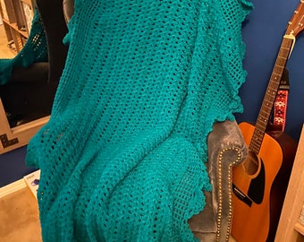 Handmade Crochet Mothers Day Afghan Teal