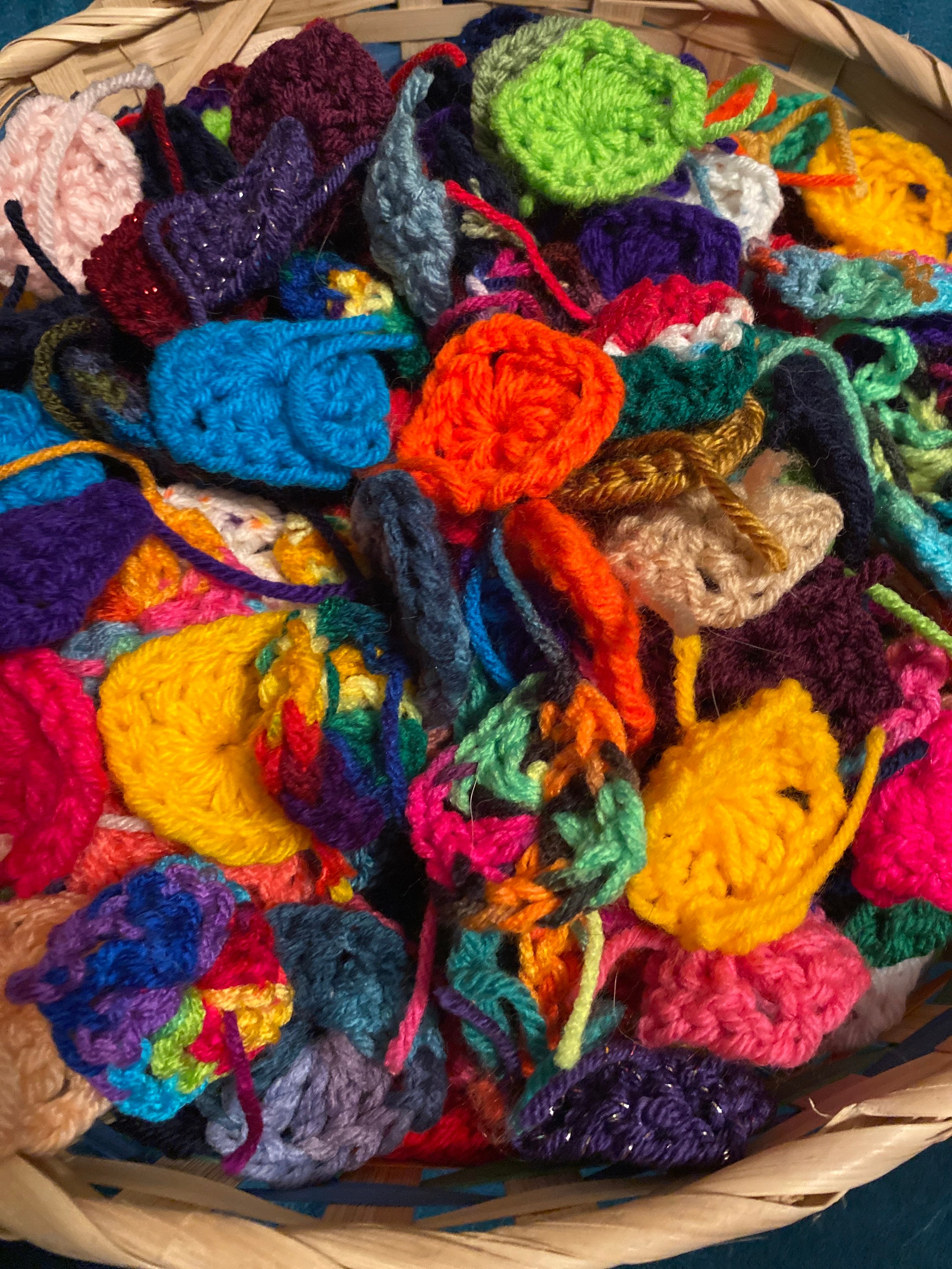 100 Crocheted Granny Square Centers Solid and Multi-Colored PLUS 25 FREE!