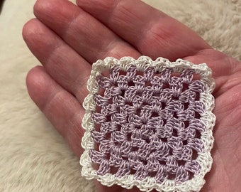 Tiny Miniature Crocheted Dollhouse Afghan Blanket Throw