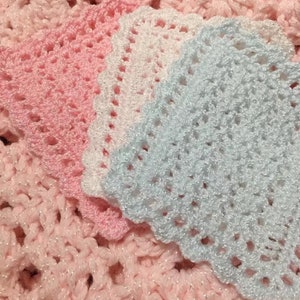 SALE 1 Miniature Crochet Dollhouse Blanket for Nursery Pink, White, Blue OR Variegated