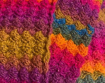 One of A Kind Crochet Handmade Colorful Rainbow Infinity Scarf Bright Colors