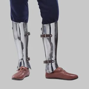 Medieval Knight Armor Closed Hinged Leg Greaves | Polished Steel Protection for LARP & Cosplay