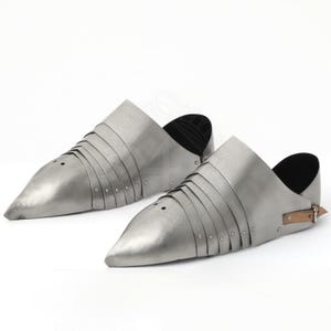 Medieval Knight Armor 18 Gauge Steel Sabatones for LARP & Cosplay, Authentic Knight Steel Shoes, Perfect Costume Accessories