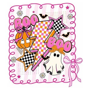 Boo Halloween Fantasma Zucca Png, Retro Boo Fantasma Civetta Png, Halloween Png, Maglietta Fantasma a Scacchi Png, Stagione Spettrale Png, Fantasma Preppy Png