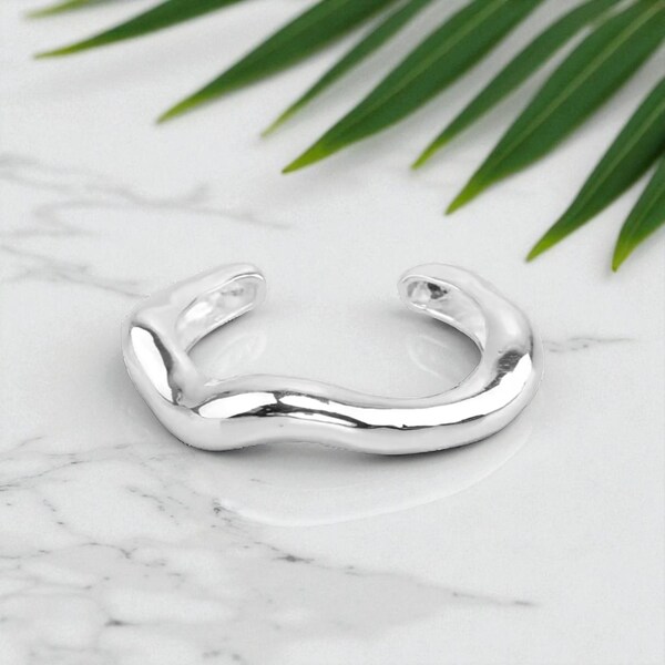 Chunky Sterling Silver Bangle | Oversized Irregular Gold Bracelet Bangle | Cuff Bangle | 925 Silver Bracelet | Shiny Bangle