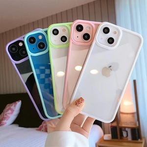 Colorful Shockproof iPhone Case: Transparent Bumper, Silicone Edge