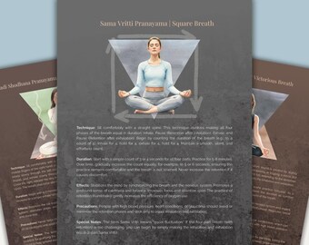 Pranayama Printable Set | 14 Yoga Breathing Techniques & Breathwork Exercises | Breathing Exercises PDF for Calm and Energy