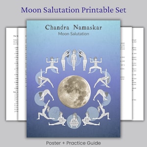 Moon Salutation Yoga Printable | Chandra Namaskar Practice Guide + Poster | Evening & Full Moon Yoga Sequence