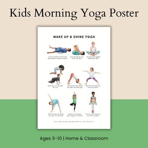 Kids Morning Yoga Poster | Energizing Wake-Up Sequence | Printable Yoga Routine for Children | Home & Classroom