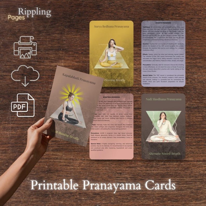 Breathing Techniques Printable | 14 Pranayama & Yoga Breathwork Cards ...