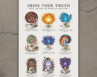 Póster de Afirmaciones Imprimible – Arte Mural Espiritual y Decoración de Meditación