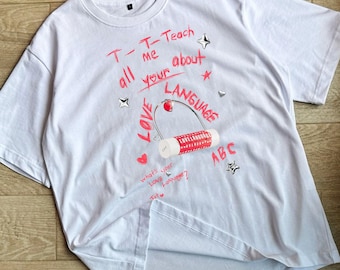 Love language tshirt, Oversized Graphic Tee – Graffiti Style, Aesthetic Streetwear