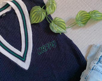 Embroidery oversize sweater - happy