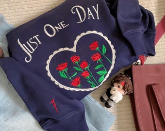 Embroidery oversize sweatshirt -one day