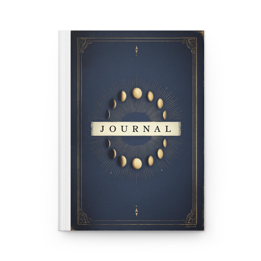 Moon Phases Hardcover Journal, Celestial Boho Notebook, Vintage Starry ...